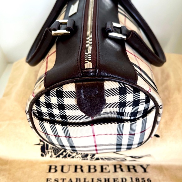 Authentic Burberry Plaid Canvas & Leather Bag - Picture 5 of 8